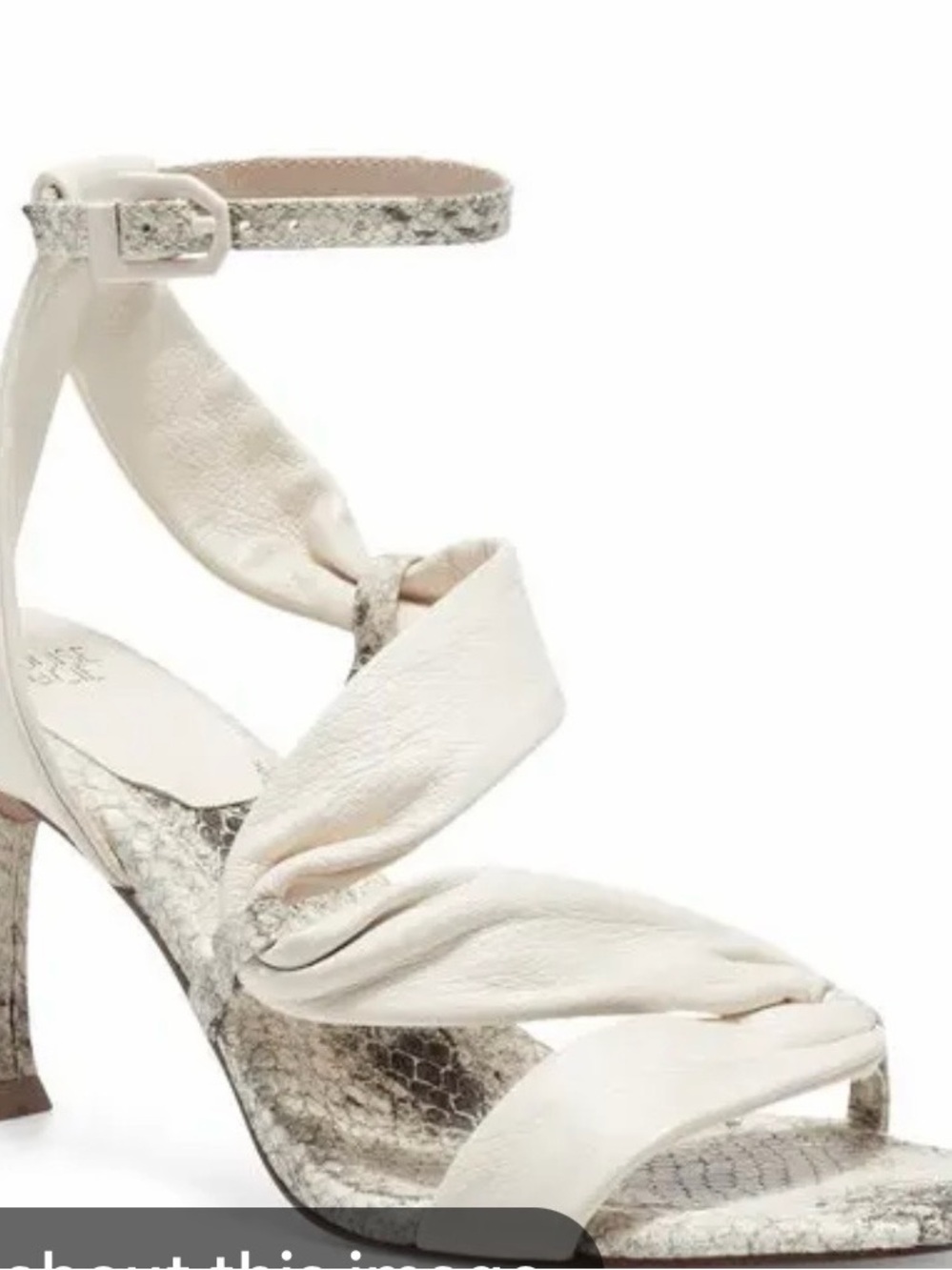 Louise et Cie Ivory Twist Ankle-Strap Sandal with Gray  Snakeskin Accents Size 7